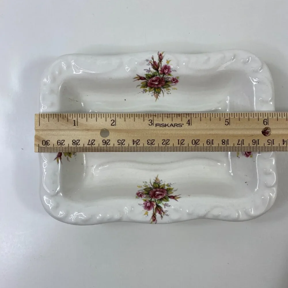 Vintage VB Athena Floral Shaving Mug Brush Holder & Soap Dish Set Vintage